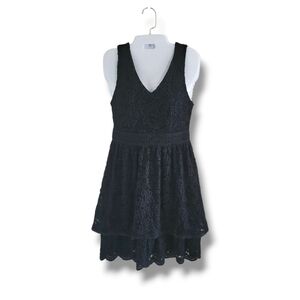 Altar'd State | Elegant Black Tiered Lacy Sleeveless Cocktail Dress (SIZE S)